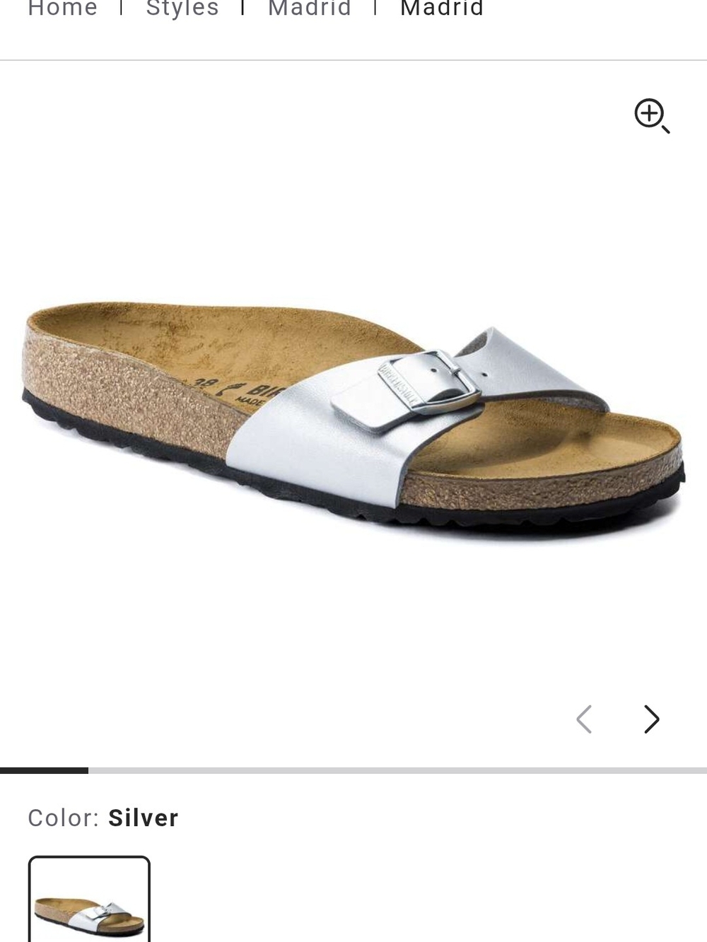 Birkenstock Madrid Metallic Silver Single-strap Slide